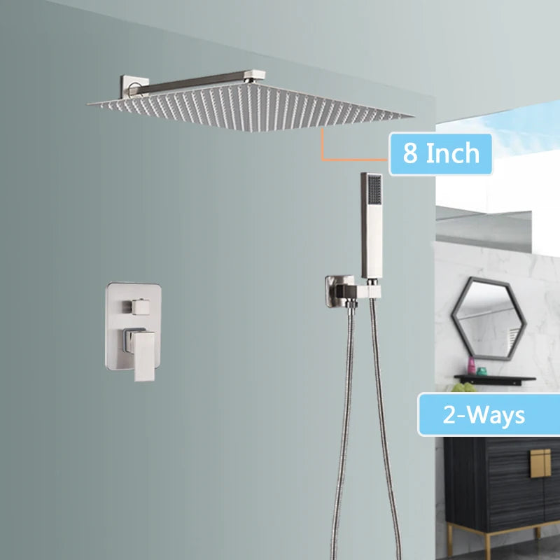 Rozin Wall Mount Rainfall Shower Faucet Brushed Nickel