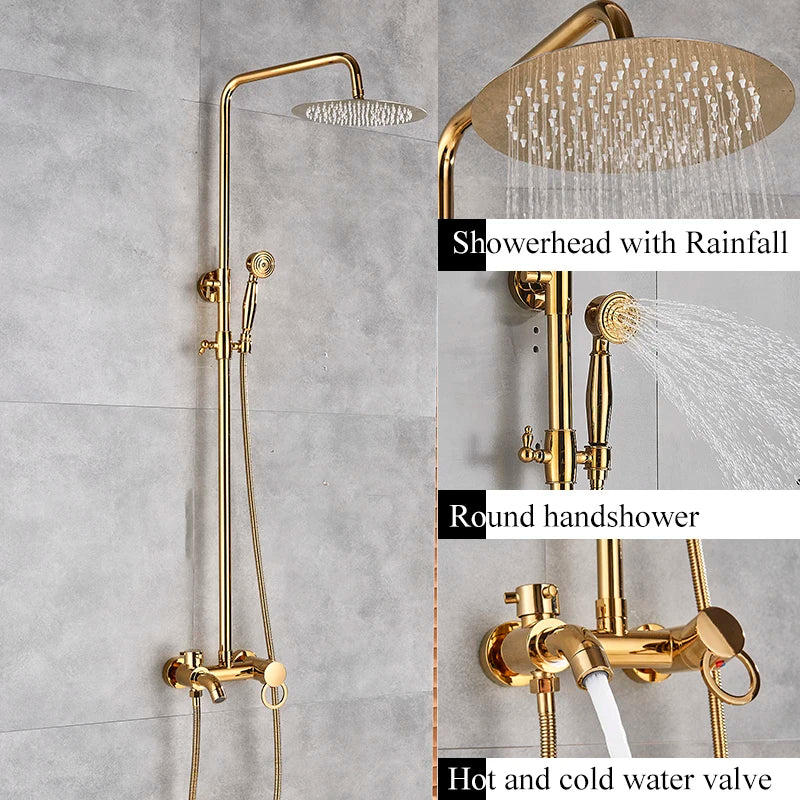 Shbshaimy Antique Brass Bathroom Shower Wall Mounted Rainfall