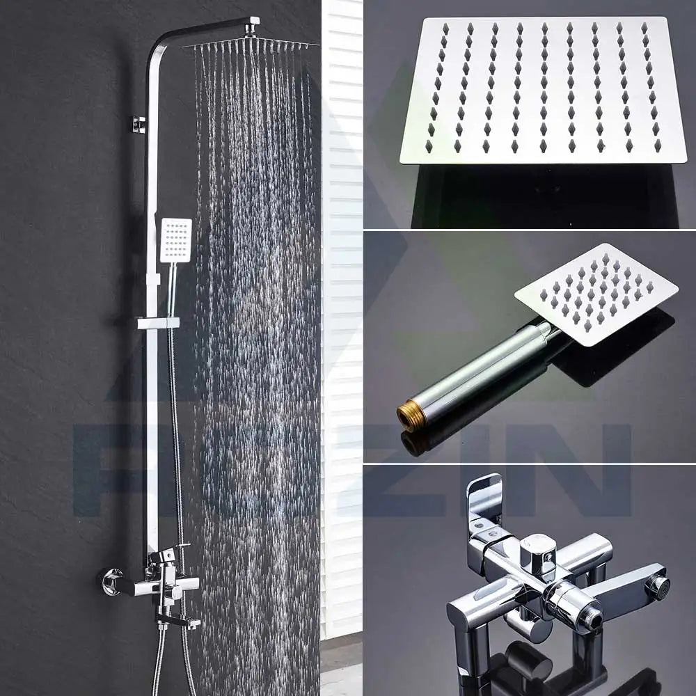 Brushed Gold Shower Faucet Bathroom Wall Stainless Steel