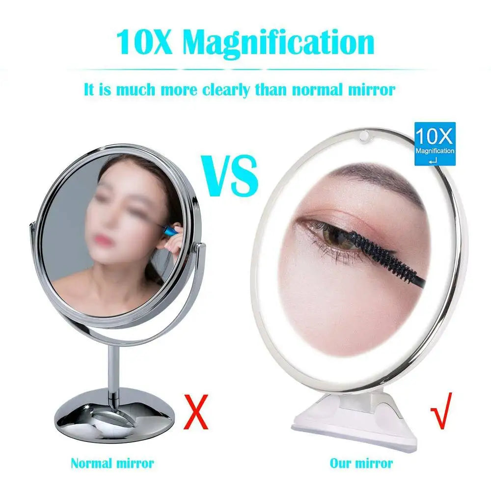 Flexible Makeup Mirror 10x Magnifying Mirrors 14 Led