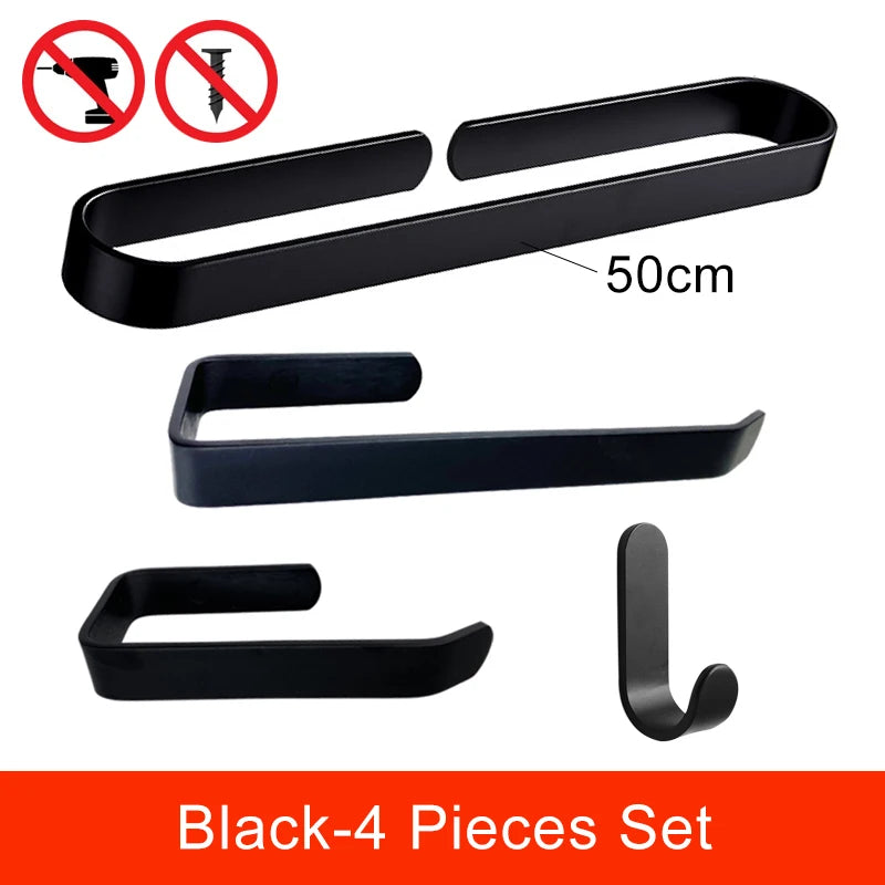 30-50cm Black Bath Towel Holder Bathroom Towel Rack