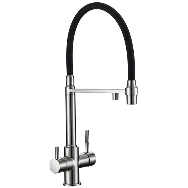 Bagnolux Copper Faucets Chrome Sink Black Hose Mount