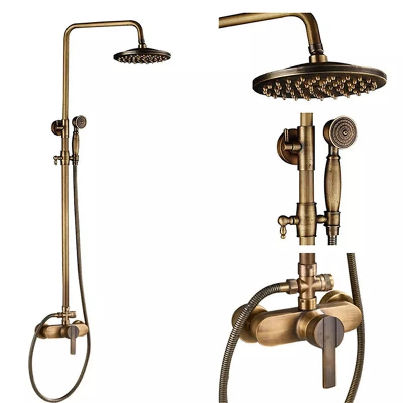Antique Brass Style Shower Faucet Handle Handheld Shower