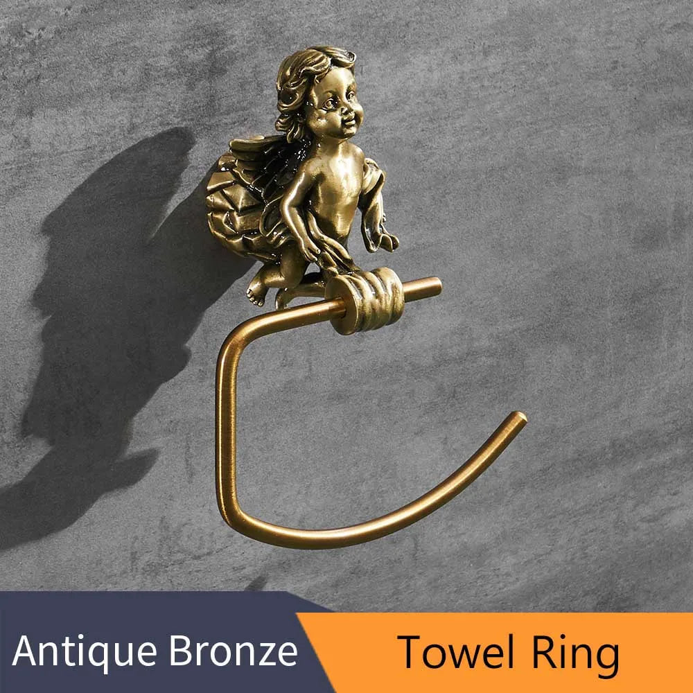 Antique Bronze Bathroom Hardware Towel Ring Robe Hook