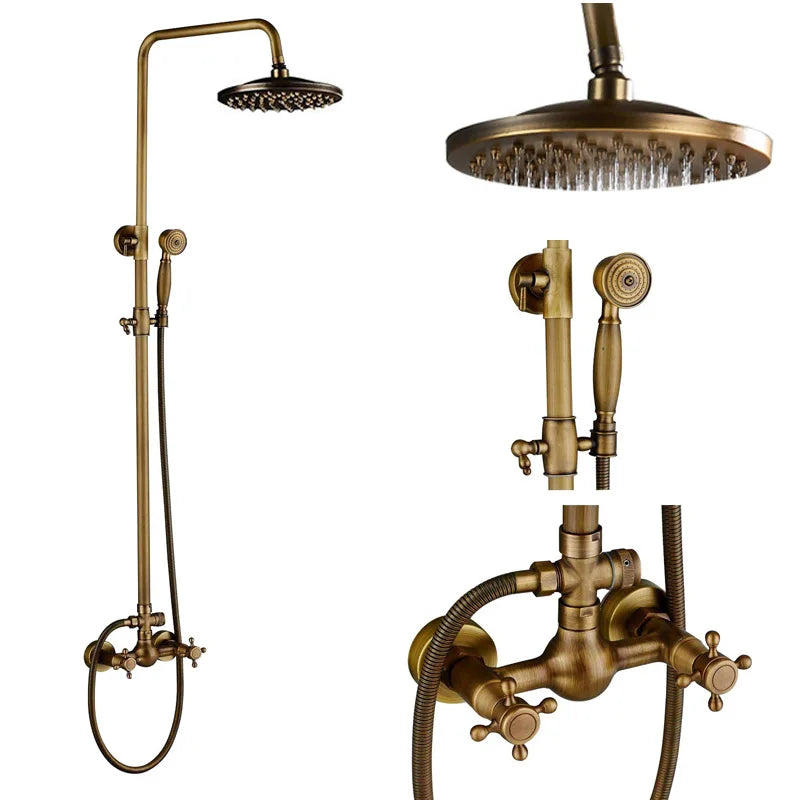 Rozin Brass Antique Bathroom Shower Faucet Wall Mount