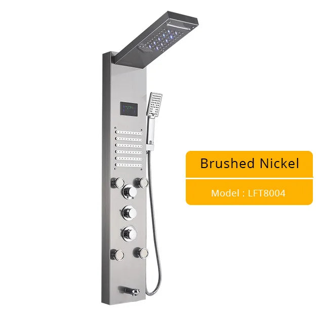 Luxury Led Shower Column Faucet Brushed Nickel Spa