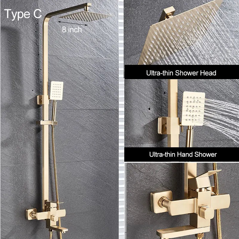 Matte Black Shower Mixer Faucet Wall Mount Bahtroom