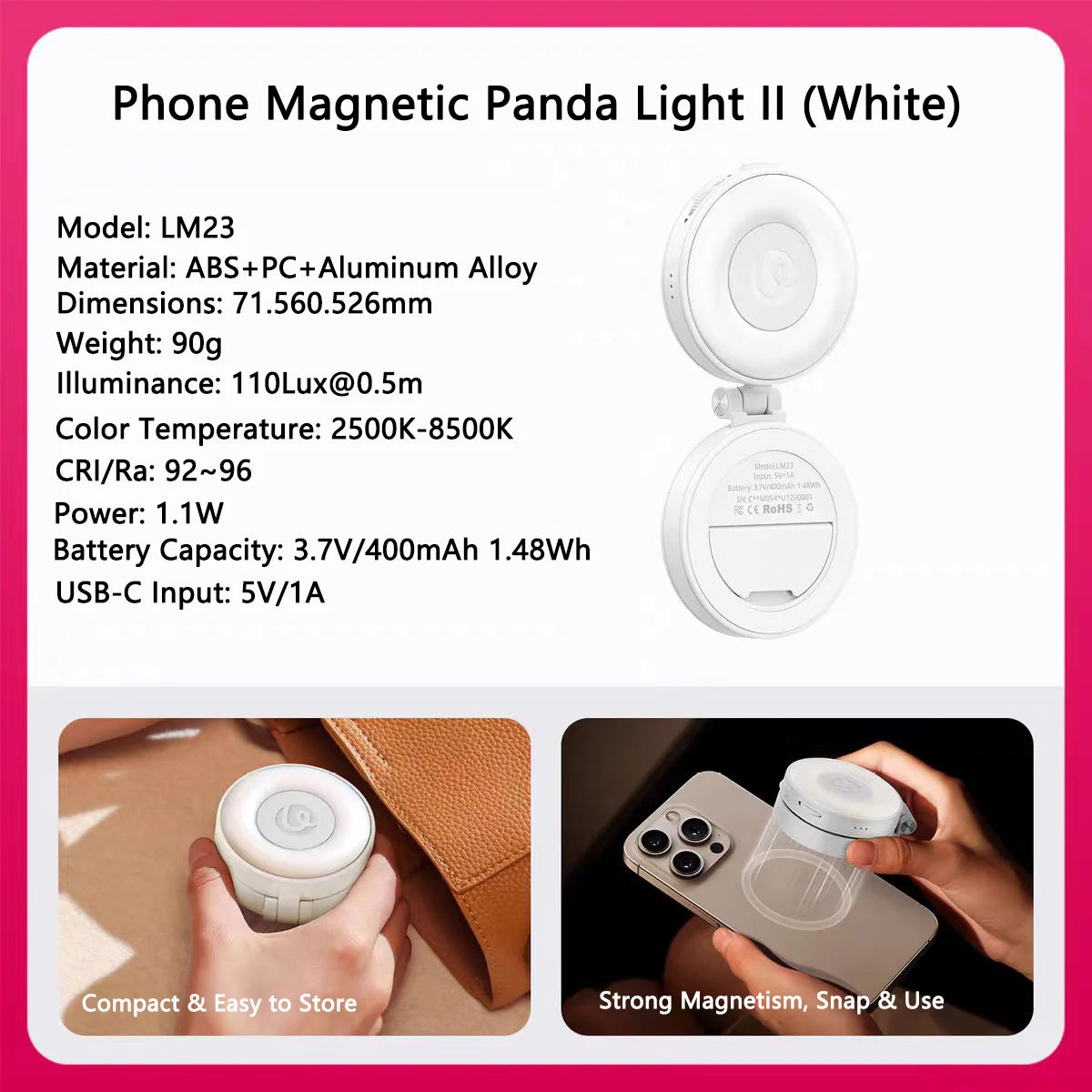 Original Ulanzi Lm23 Magnetic Phone Selfie Light Built-In