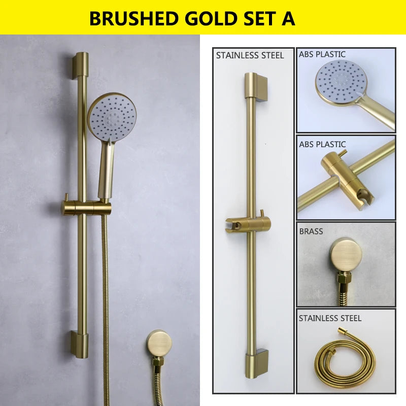 Slide Bar Hand Shower Brushed Matt Gold Functions