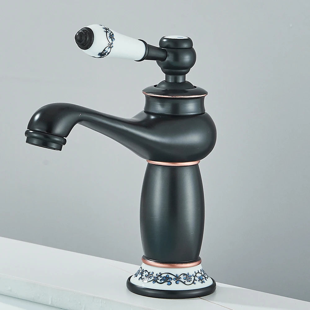 Quyanre Retro Antique Brass Basin Faucet Handle Mixer