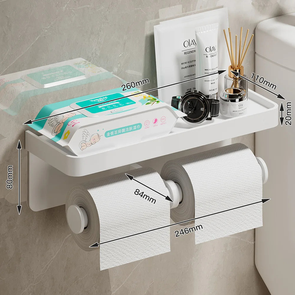 Toilet Paper Holder Wall-Mounted Double Layer Paper Roll