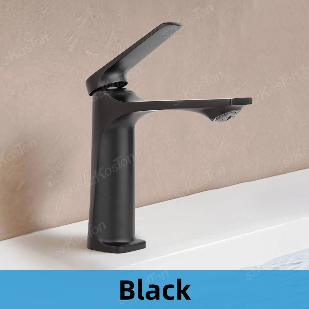 Brass Core Modern Bathroom Sink Faucet Handle Deck
