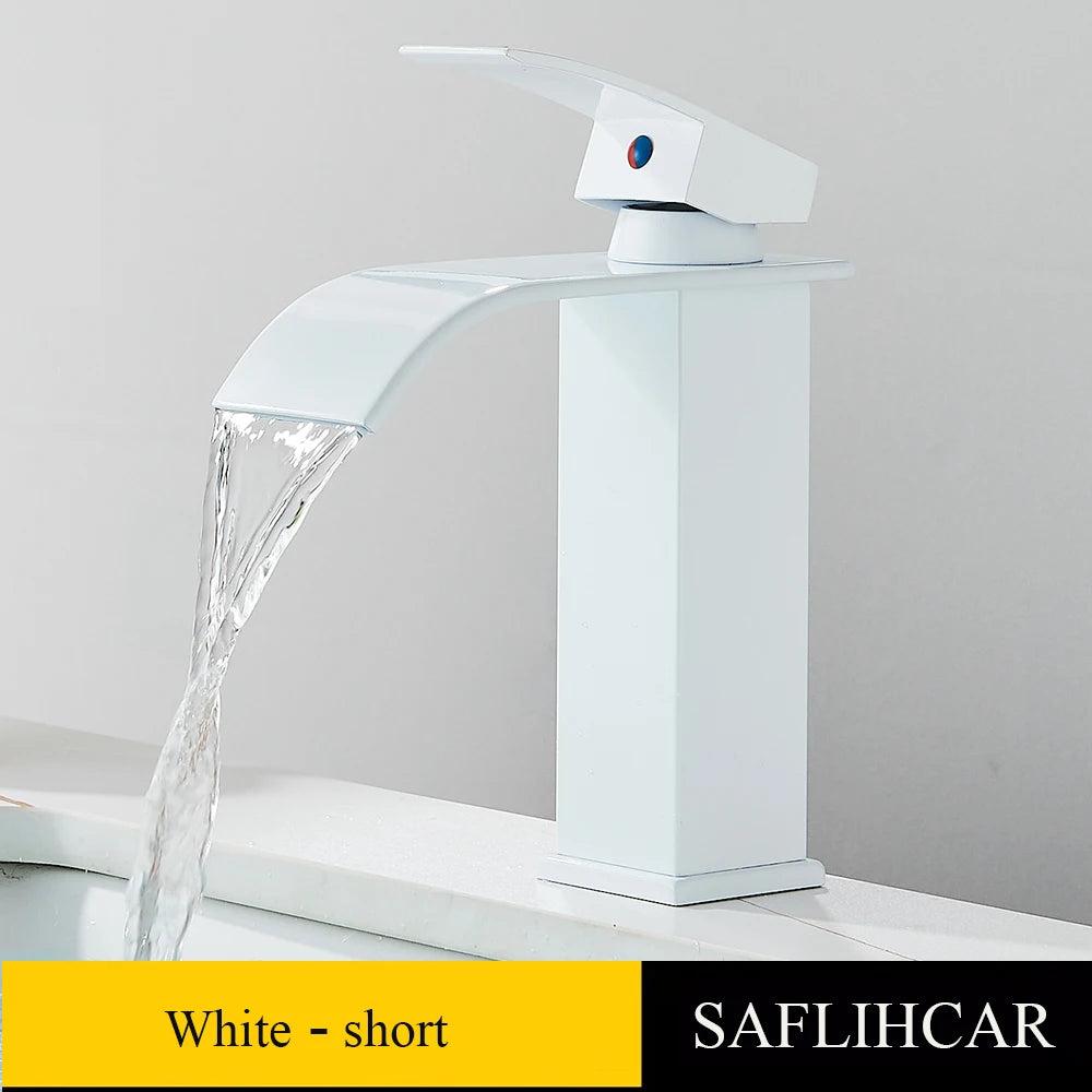 Brushed Gold Basin Sink Faucet Waterfall Outlet Vanity
