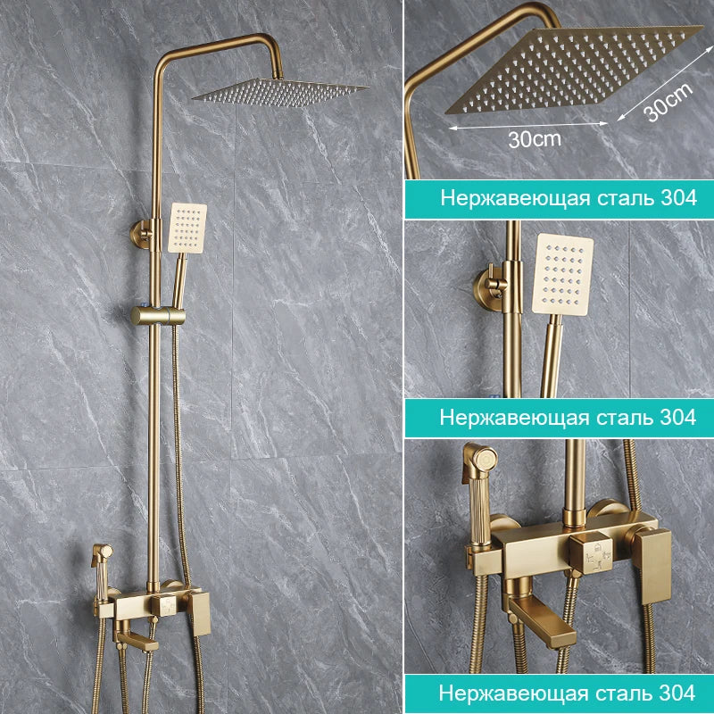 Oxg Brushed Nickel Gold Shower Faucet Bathroom Shower