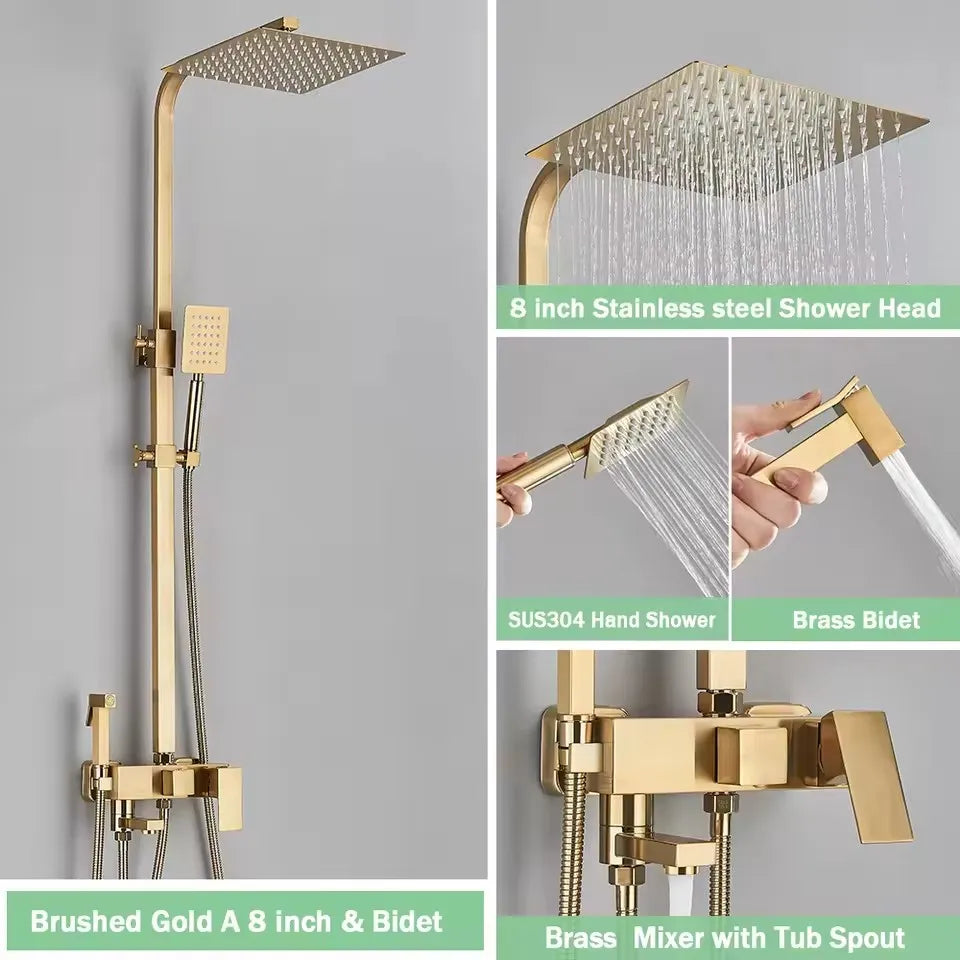 Cold Bathroom Shower Stainless Steel Bathroom Faucet System