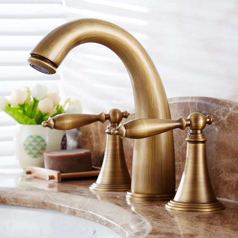 Antique Brass Basin Faucets Classic Bathroom Sink Faucet