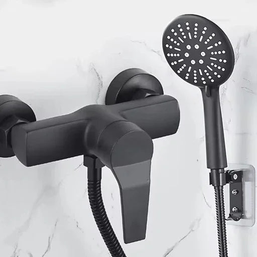 Black Bathroom Shower Faucet Wall-Mounted Mixer Valve Handle