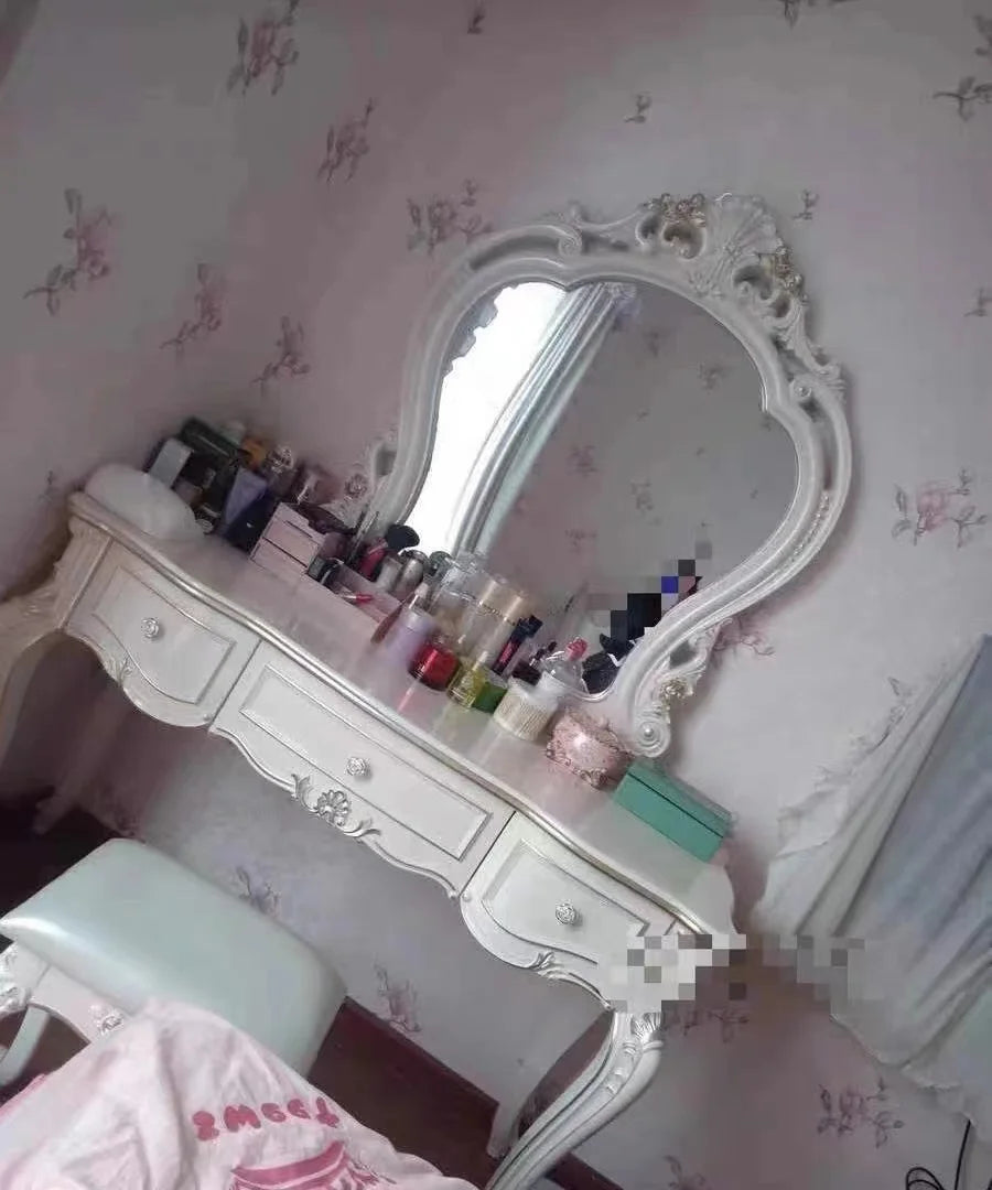 European Decor Makeup Vanity Desk Wooden Drawer White