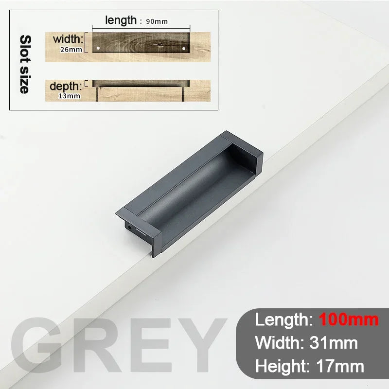 100-400mm Recessed Cabinet Drawer Pull Handle Bathroom Furniture