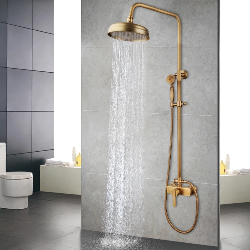 Kemaidi Antique Shower Bathroom Bath Shower Faucet W/Shelf