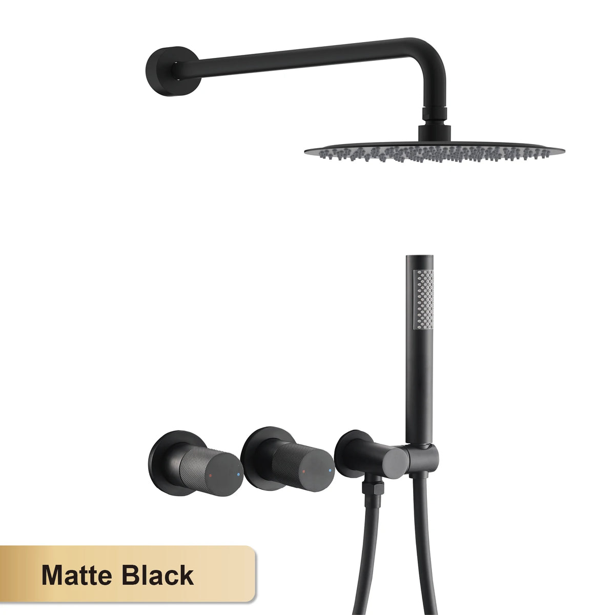 Modern Brass 2-Function Shower System Wall-Embedded Chrome Finish
