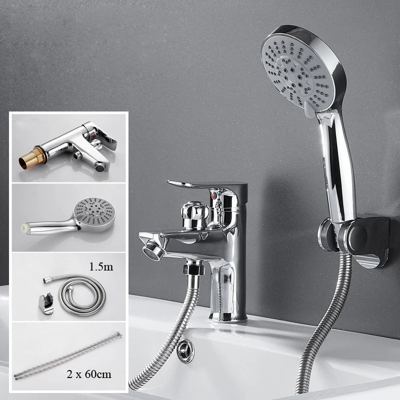 Brass Bathroom Basin Faucet Black Handle Tap Sink
