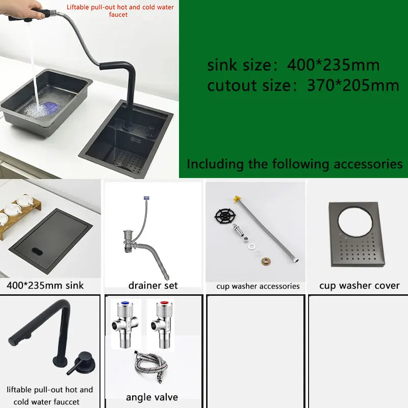 Mini Bar Sink Matte Black Nano Coating Cup