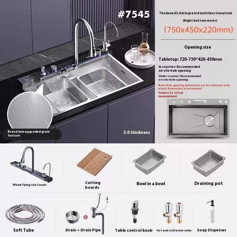 Silver Smart Sink Digital Display Waterfall Faucet Stainless