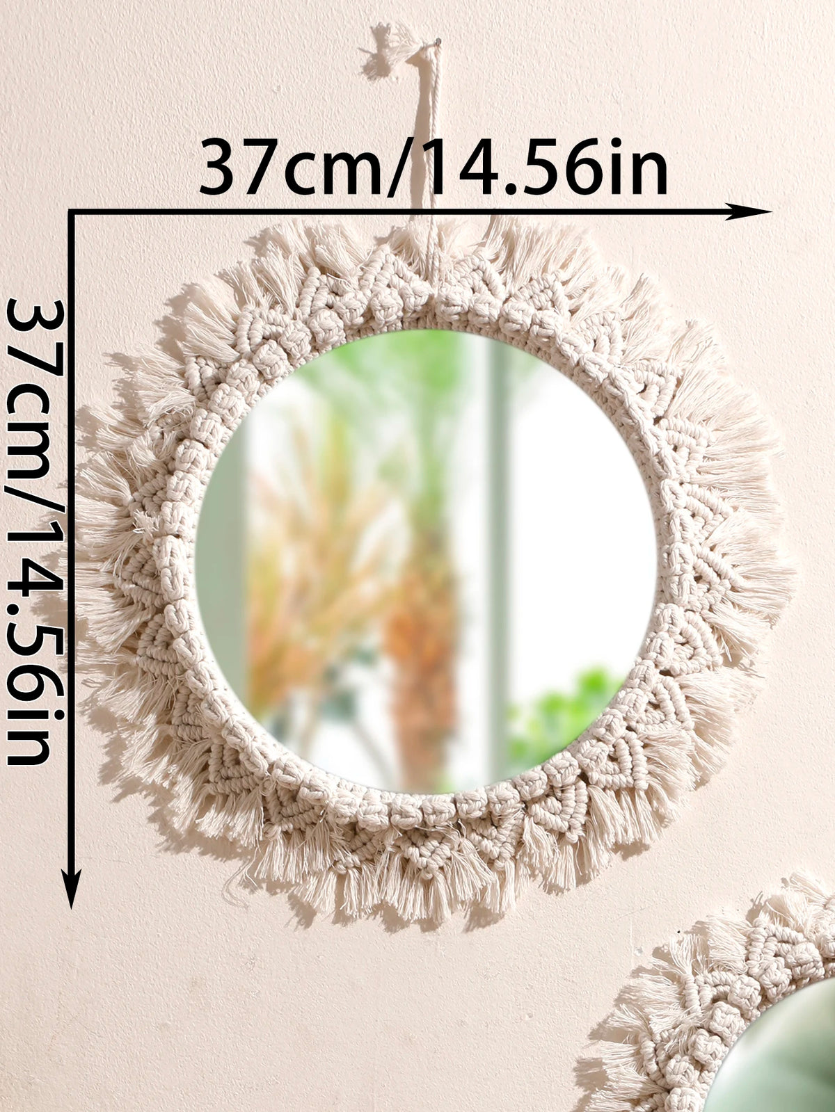 Boho Decorative Mirrors Macrame Round Mirror Aesthetic Room