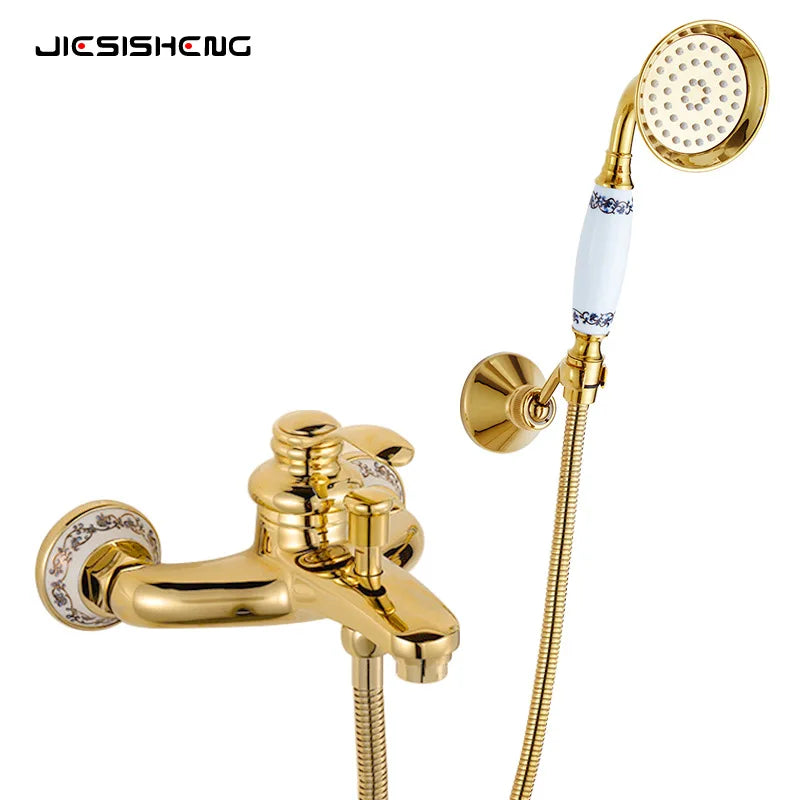 Brass Vintage Gold/Black Simple Shower Spray Handheld Shower