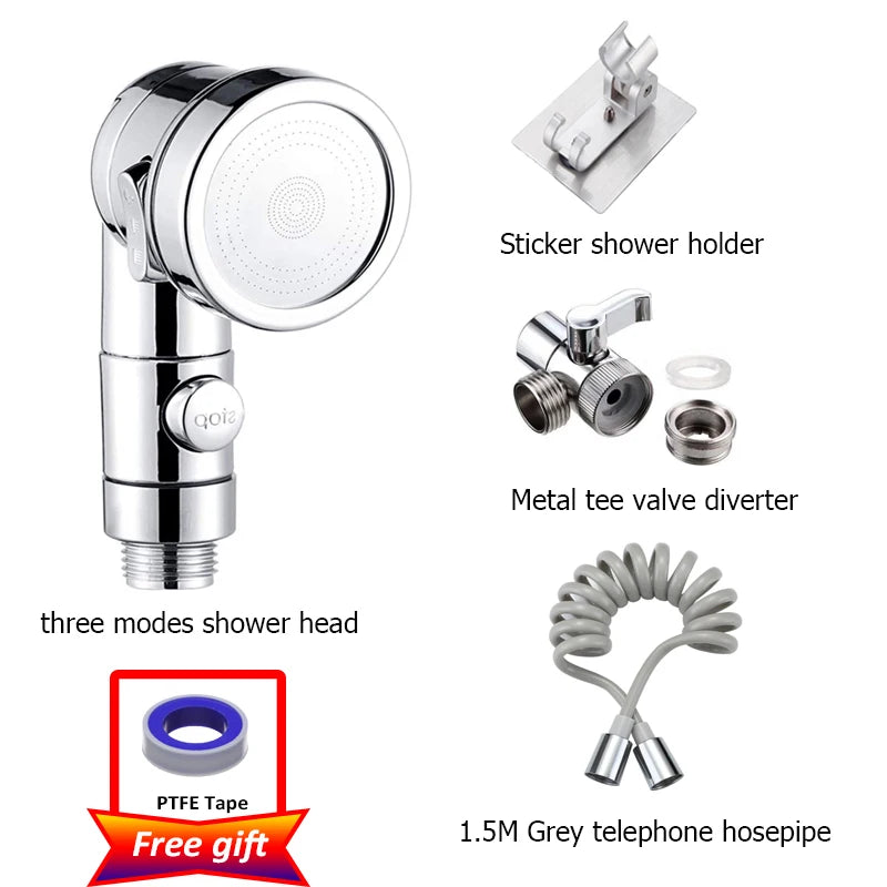 Black Silver Faucet Extender Shower Head Sink Basin