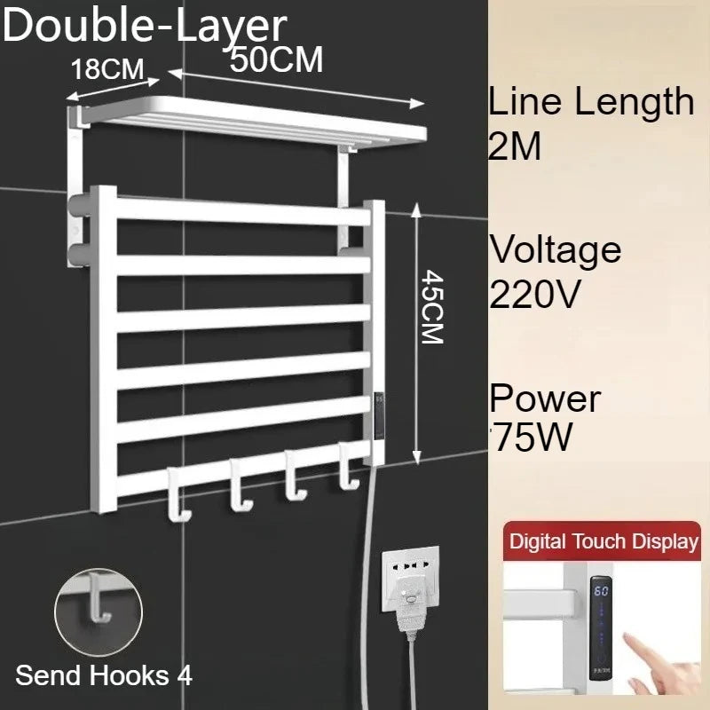 Metal Electric Heated Towel Rail Smart Disinfection Thermostat
