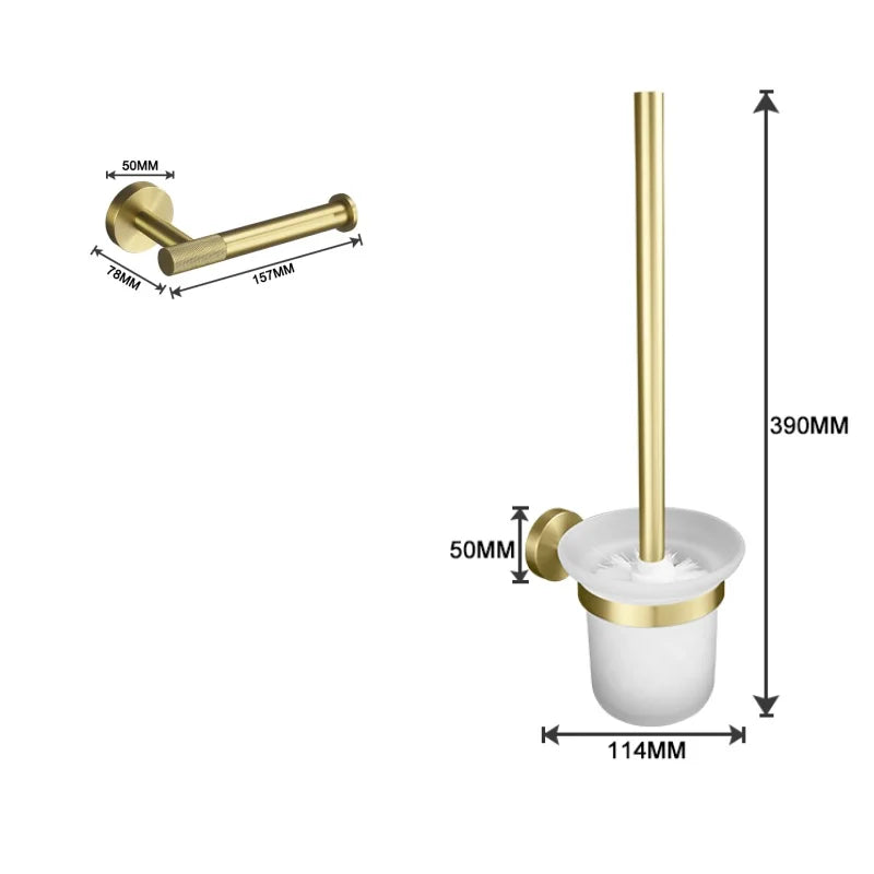 Bathroom Hardware Brushed Gold Knurled Brass Kit Towel