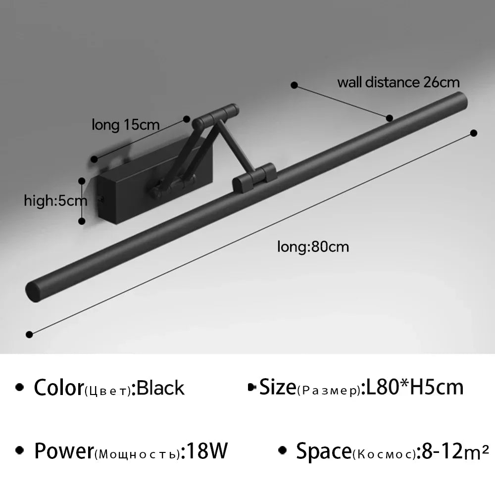 Dindalled Ip44 Bathroom Mirror Light Modern Retractable Led