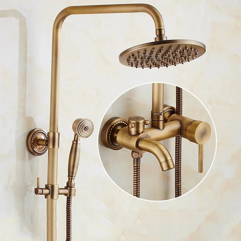 Brass Bathroom Faucet Shower Type Head Antique Brass