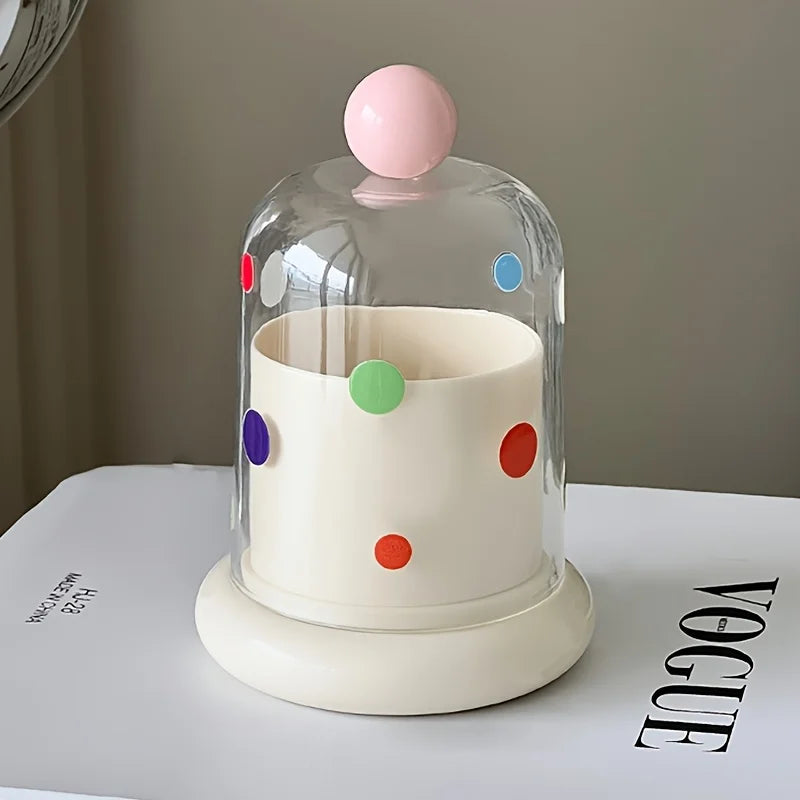 2pcs Dustproof Acrylic Storage Box Polka Dot Decor