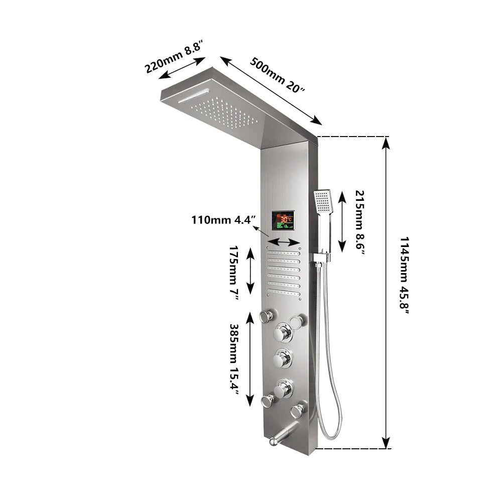 Kemaidi Black Led Shower Panel Bathroom Rainfall Shower