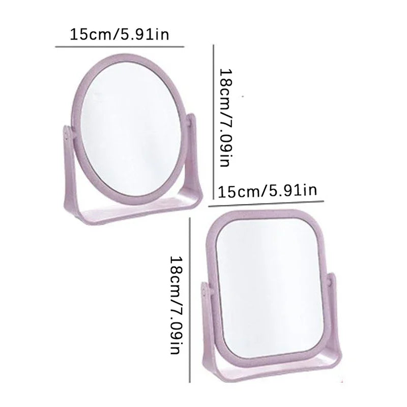 Bathroom Foldable Desktop Makeup Mirror 360 Degree Rotating