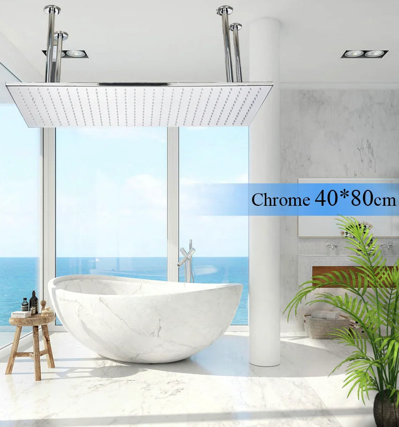 Large Rainfall Shower Faucet Ceiling Installation Bathroom