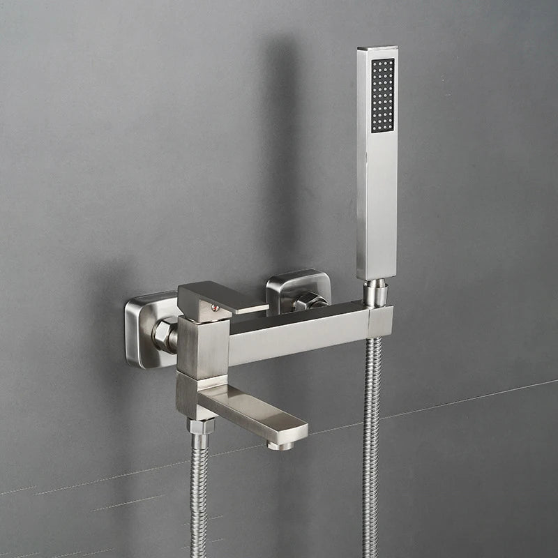 Chrome Black Bath Shower Faucet Wall Mounted Bathtub