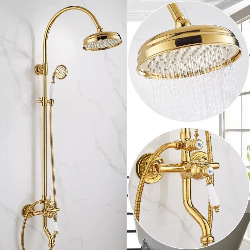 Vintage Shower System Brass Lightweight Luxury Gold Shower