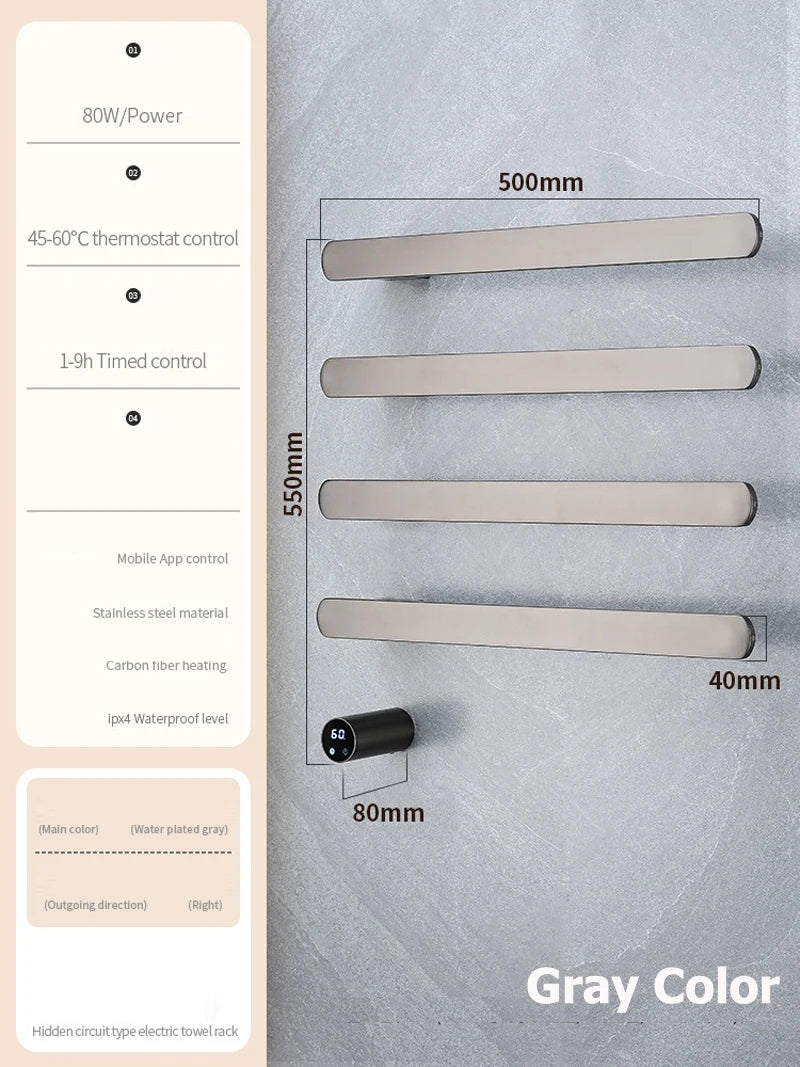 Model Horizontal Style Intelligent Heated Towel Rack Wihte