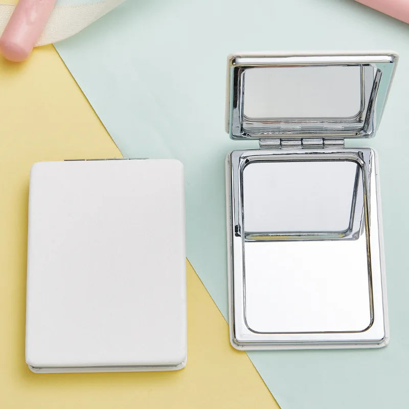 Cute Mini Pu Makeup Mirror Magnify Foldable Double
