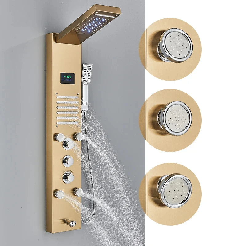 Golden Shower Panel Led Light Bathroom Bath Shower