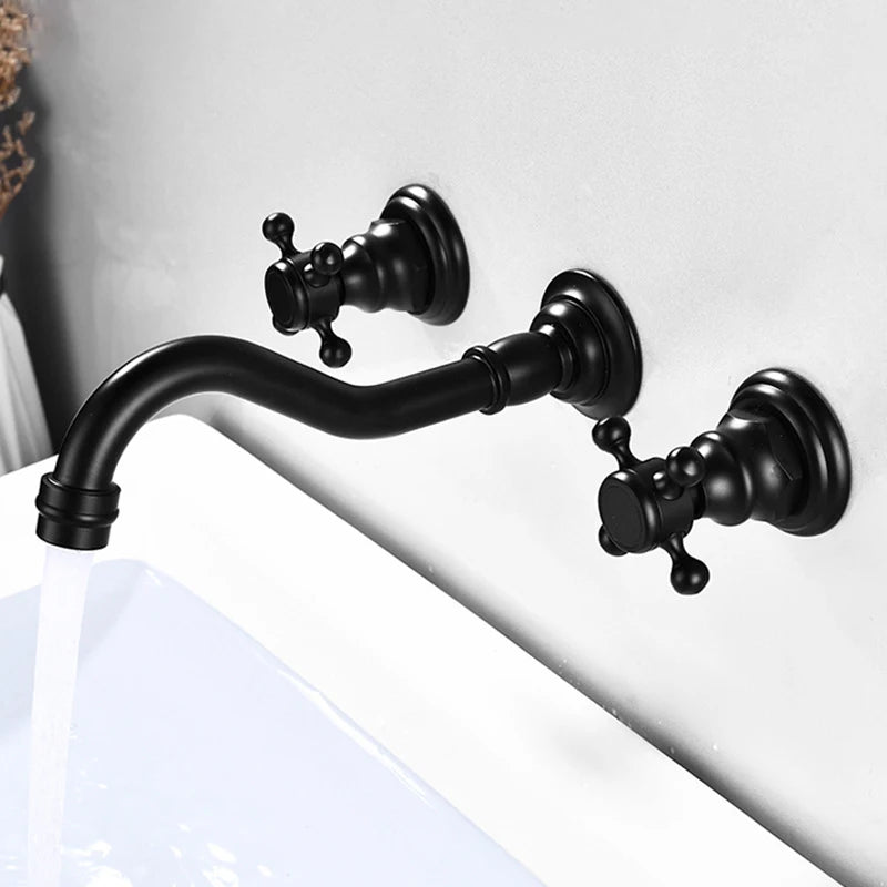 Kemaidi Bathroom Faucet Antique Brass Wall Mounted Bathroom