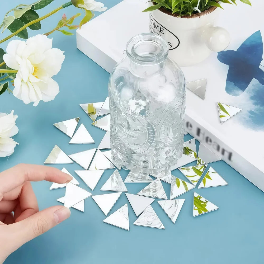 100pcs 5cm Diy Craft Mirror Stickers Leaf Shape