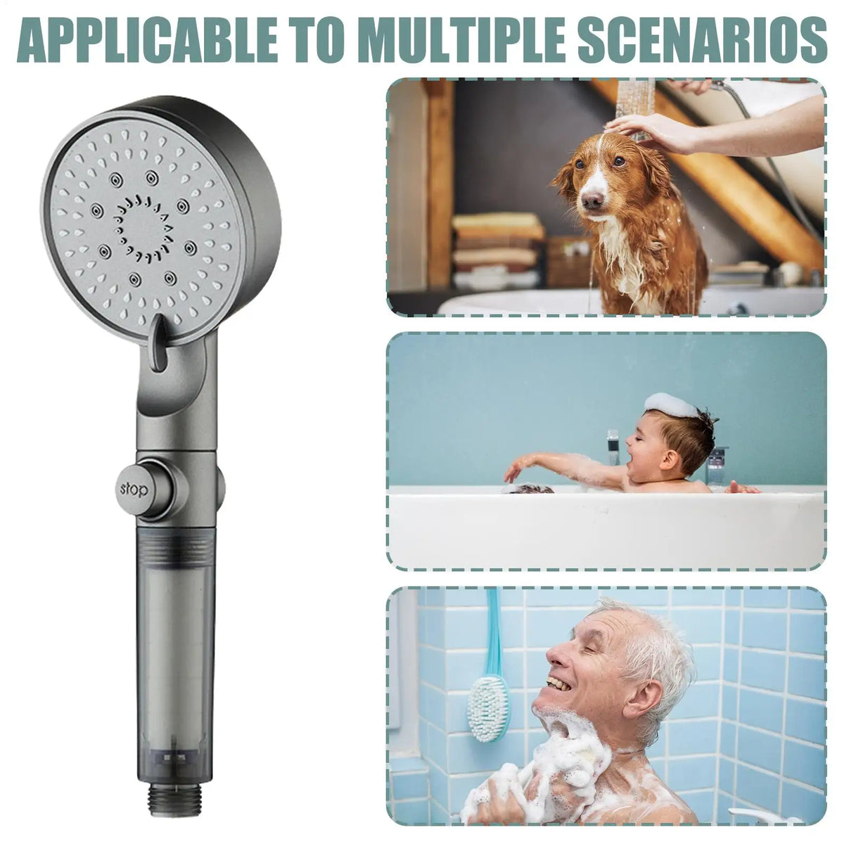 5-Mode Filtered Shower Head High Pressure Adjustable Sprayer
