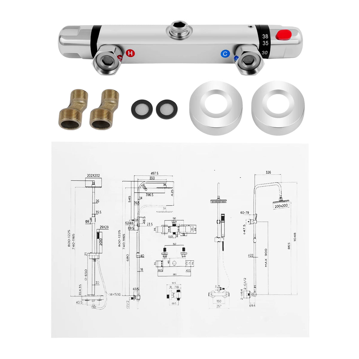 High-End Brass Thermostatic Shower Mixer Valve 38 Constant