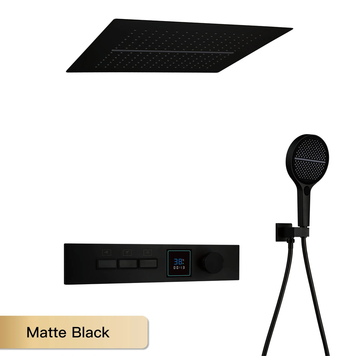 Luxury Gun Gray Brass Shower System Led Digital