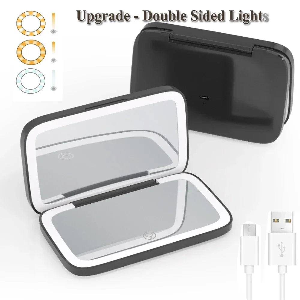 Rechargeable Square Makeup Mirror Led Lights 1x/5x Magnification